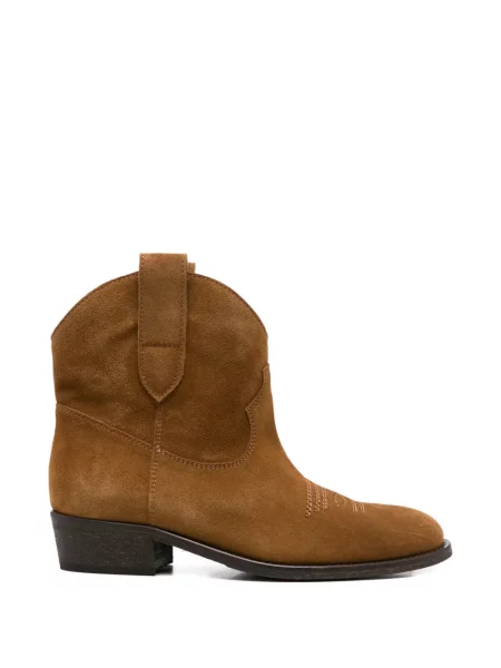 Botine Via Roma 15 cu broderie din piele maro