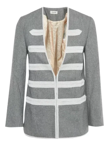 Geacă Zadig&voltaire de lână cu dungi gri