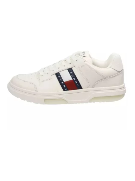 Trampki Tommy Hilfiger skórzane w miejskim stylu białe