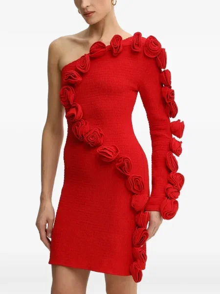 Mała sukienka mini Farm Rio na jednym ramieniu garniturowa czerwona
