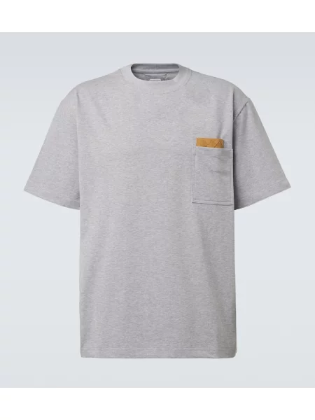 Tricou Bottega Veneta din jerseu gri