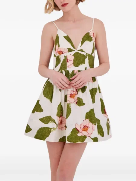 Rochie mini Cara Cara cu model floral cu imagine alb