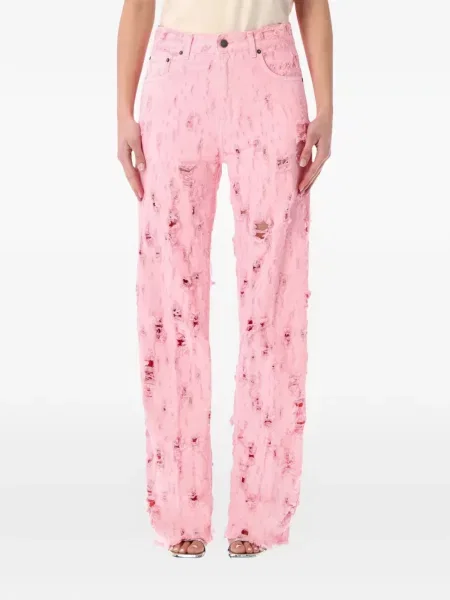 Jeansy Haikure z przetarciami różowe