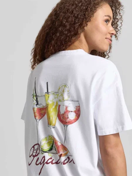 Oversized t-shirt z nadrukiem z logo Pegador biała