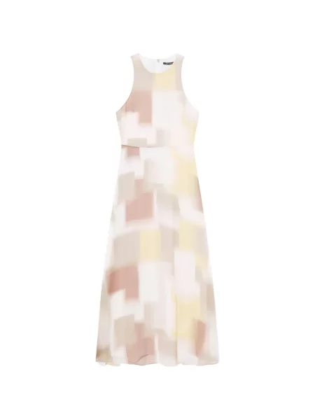 Rochie midi Armani Exchange fără mâneci cu imagine cu imprimeu abstract