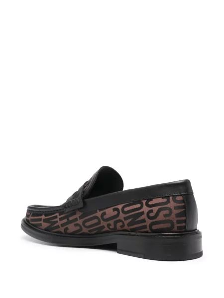 Jacquard loaferice Moschino s autogramom smeđa