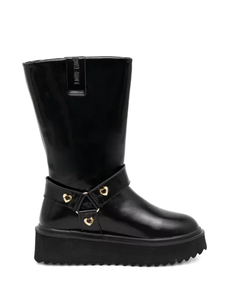 Botine Love Moschino cu platformă cu motiv cu inimi negru