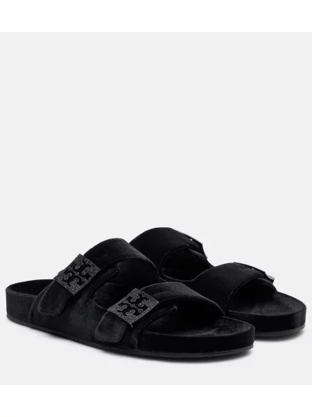 Sandale Tory Burch de catifea negru