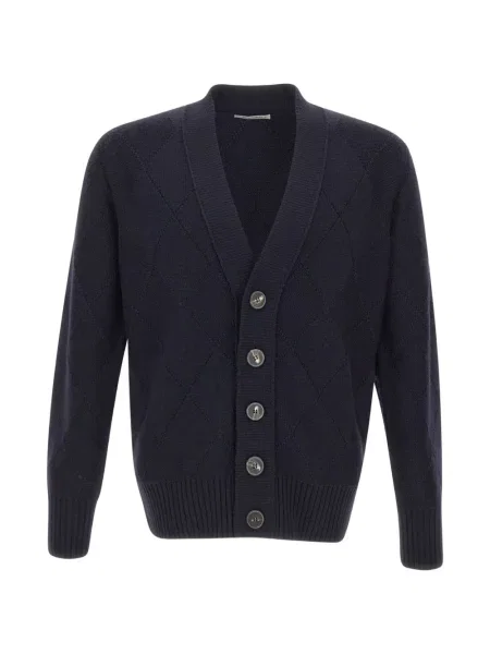 Cardigan Kangra tricotate cu model argyle albastru