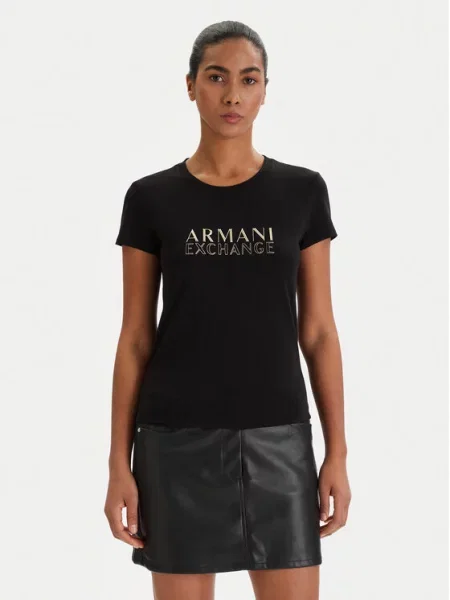 ARMANI EXCHANGE Marškinėliai auksas juoda