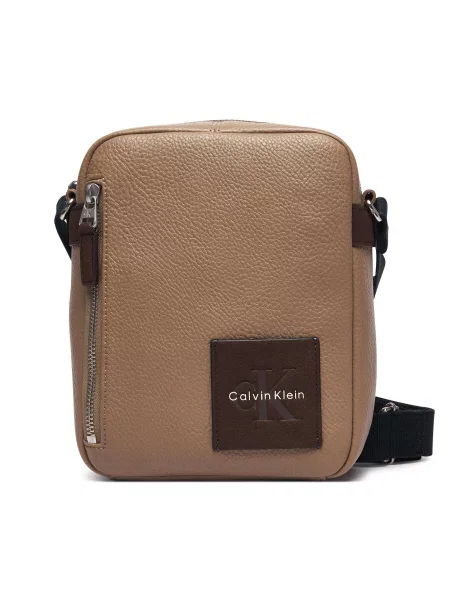 Geantă crossover Calvin Klein Bold Pebble Ssnl Simple Reporter bej