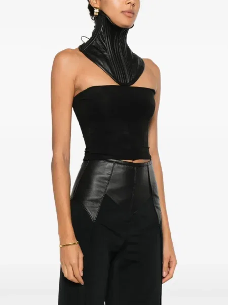 Top Mitiliane Couture din piele negru