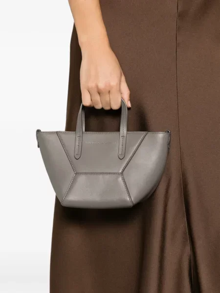 Geantă shopper Brunello Cucinelli din piele gri
