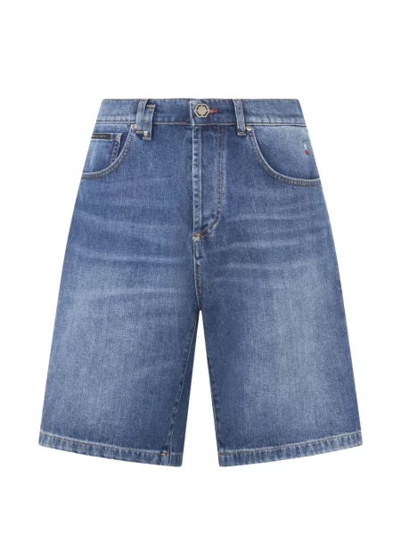Džínové šortky Philipp Plein s kamínky modré