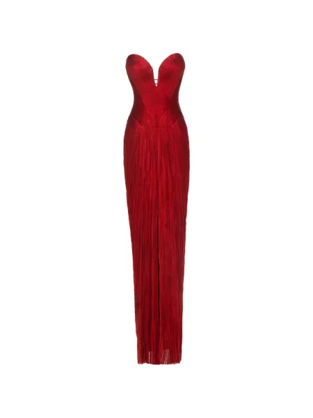 Rochie maxi Maria Lucia Hohan cu șireturi din dantelă roșu