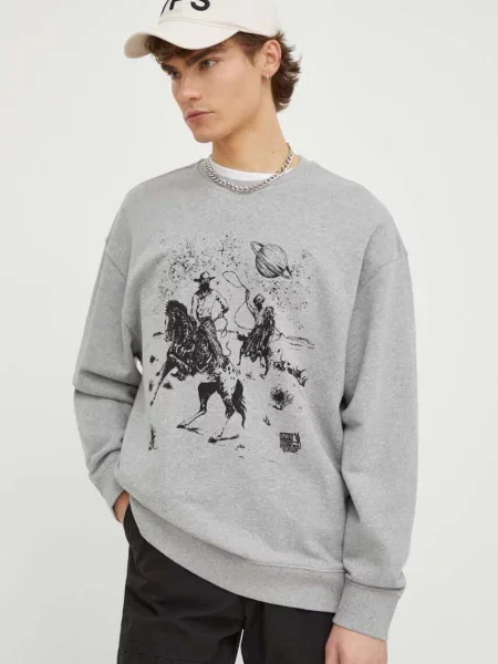 Levi's mikina s bavlnou RELAXD GRAPHIC CREW šedá