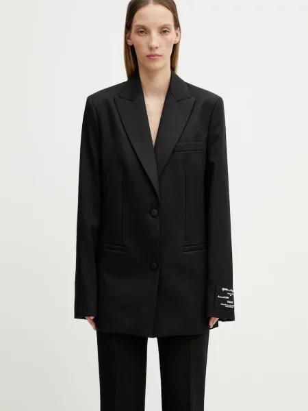 Off-White Tomboy Label sacou cu un singur rând de din lână pentru femei alb