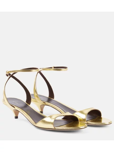 Sandale The Row din piele auriu