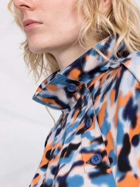 Sukienka midi Kenzo z nadrukiem w abstrakcyjne wzory do kolan niebieska