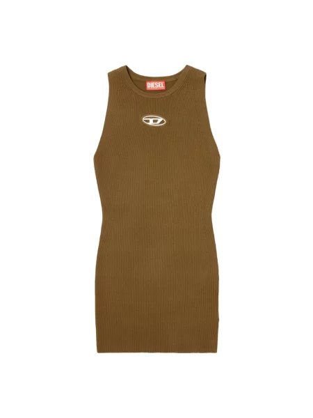 Sukienka Diesel garniturowa prążkowana brązowa
