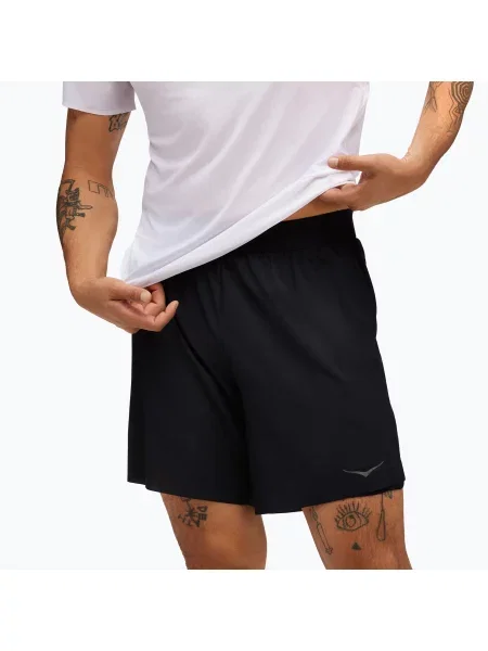 Мъжки къси панталони за бягане HOKA Glide black черно