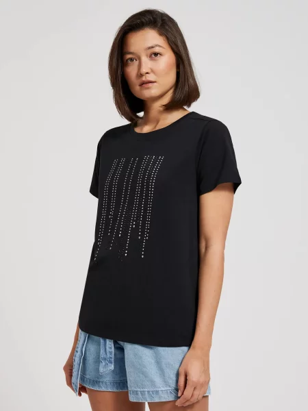 Tricou Moodo cu strasuri negru