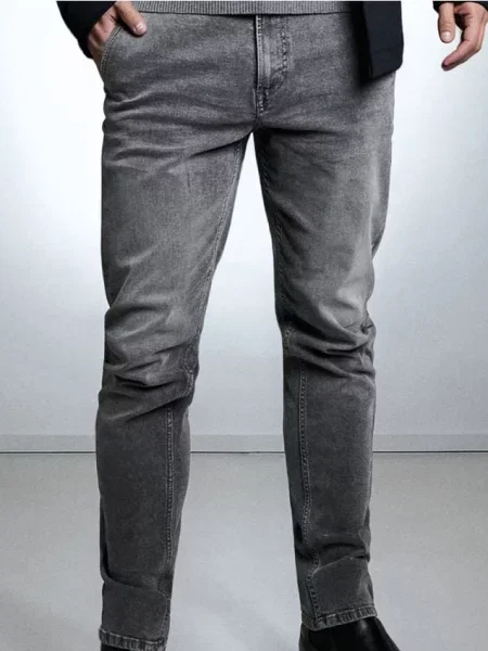 Sinsay Spodnie jeansowe chino slim fit szary
