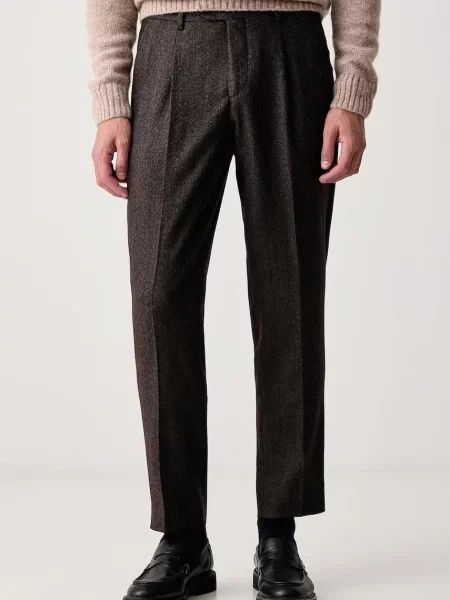 Barbour slim fit kalhoty s vlnou Carlton hnědé