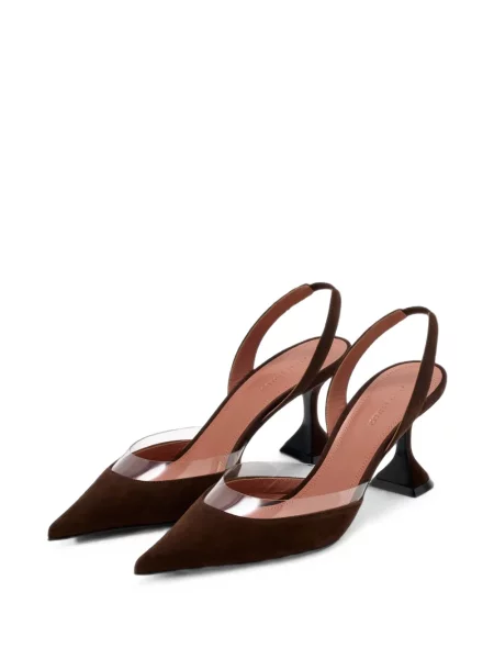 Pantofi cu toc Amina Muaddi slingback maro