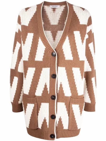 Cardigan Valentino Garavani de lână maro
