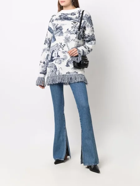 Sweter Philipp Plein z frędzli biały