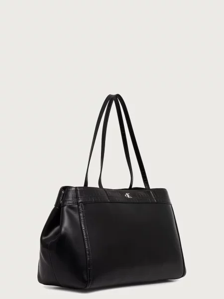 Calvin Klein Geantă Ck Croc Snap Large Tote negru