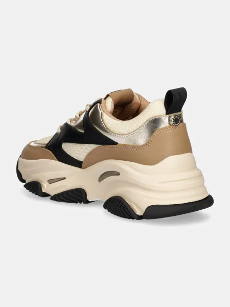 STEVE MADDEN Rövid szárú sportcipők Progressive / világosbarna / fekete / ezüst bézs