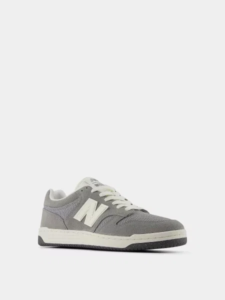 Кожаные кеды New Balance серые