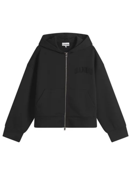 Bluza z kapturem Ganni z dżerseju czarna