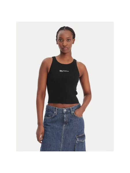Karl Lagerfeld Jeans Top Slim Fit črna