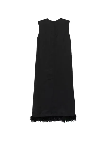 Rochie maxi Plan C fără mâneci cu pene negru