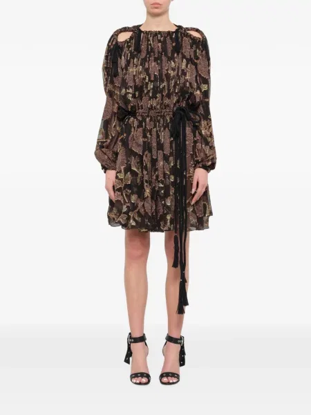 Rochie Lanvin cu model floral din jacard negru