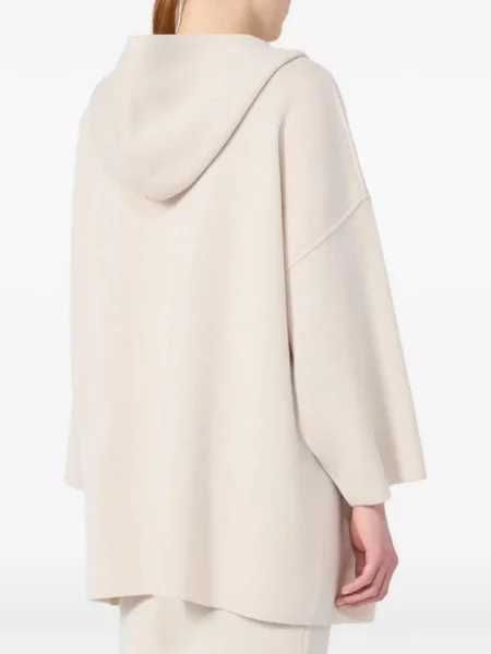 Вълнена жилетка Max Mara с качулка бежово