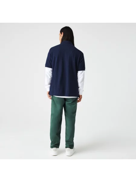Lacoste Koszulka Polo Classic Fit Z Nadrukiem W Kropki Z Bawełny Piqué granatowa