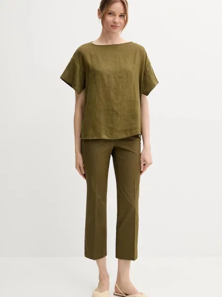 Штани Sisley фасон сигарети середня посадка зелений