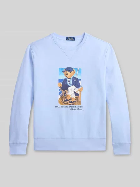 Bluza o kroju regular fit z nadruk polo bear Polo Ralph Lauren niebieska