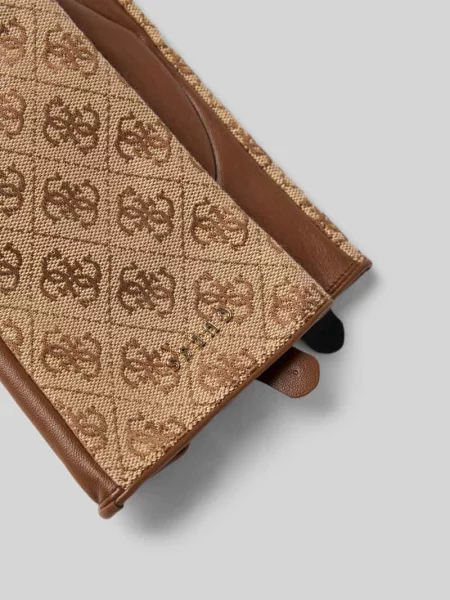 Rękawiczki z wzór z logo na całej powierzchni Model NOELLE' Guess beżowe