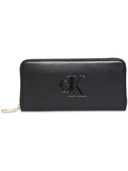 Calvin Klein Portofel Mare de Damă Bold Ck Long Zip Around negru