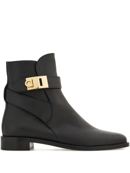 Cizme scurte Ferragamo din piele cu cataramă negru