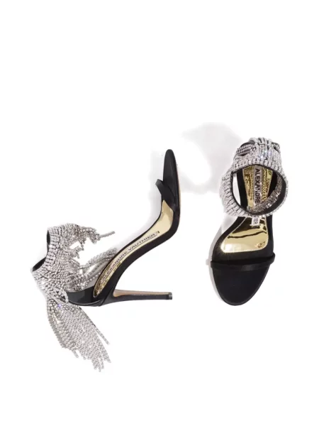 Sandale Alexandre Vauthier din satin de cristal negru