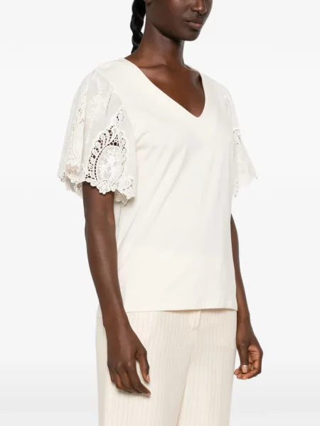 Tricou Maison123 cu decolteu în V din dantelă