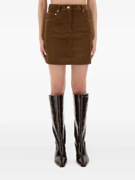 Spódnica jeansowa Moschino Jeans sztruksowa brązowa
