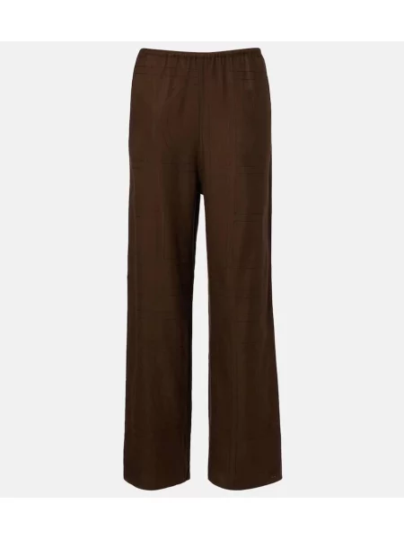 Pantaloni Toteme cu broderie de flanelă maro