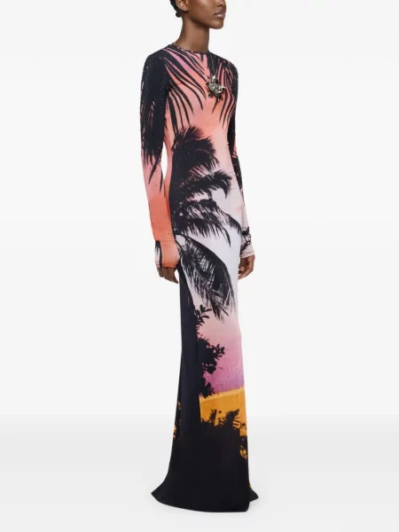 Rochie maxi Rabanne cu imagine negru